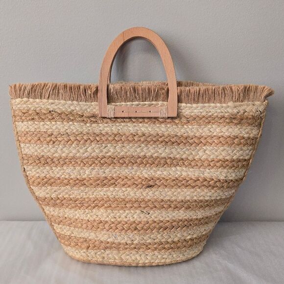 Antik Kraft Amelia Striped Jute Tote Anthropologie - Picture 1 of 8